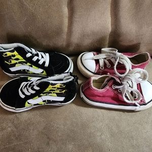 Toddler size 5 - Flame Flaming Vans & Red Garnet Converse